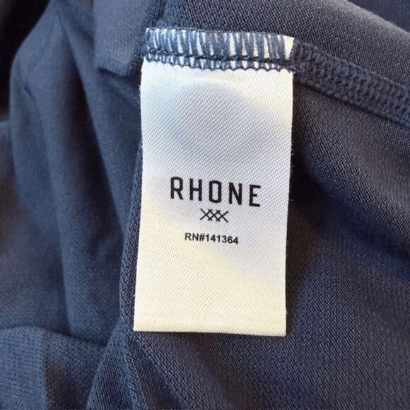 Rhone Men's Short Sleeve Performance Delta Pique Polo Shirt Navy Blue Medium - Picture 4 of 10